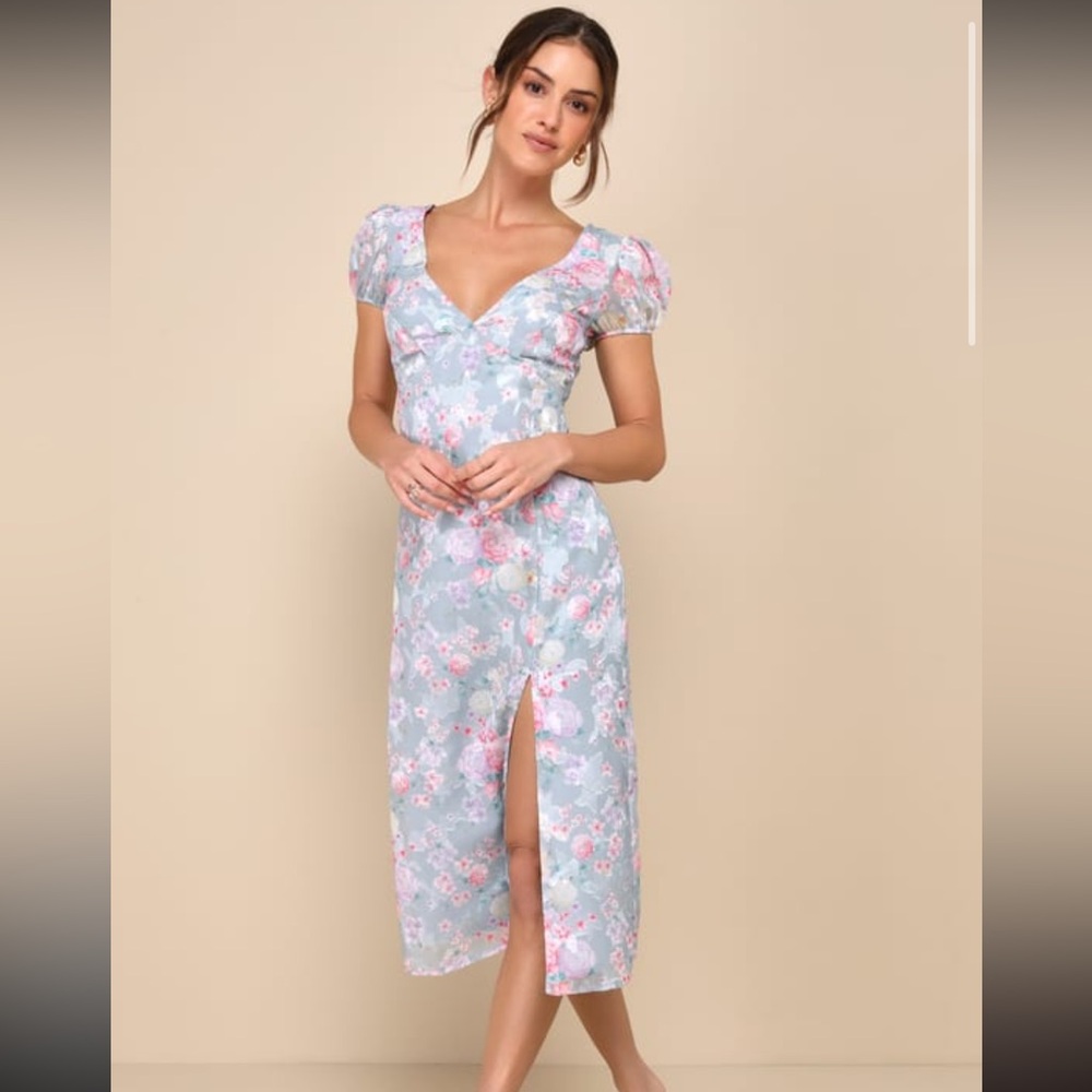 Lulu’s Elegant Personality Floral Burnout Midi Dress